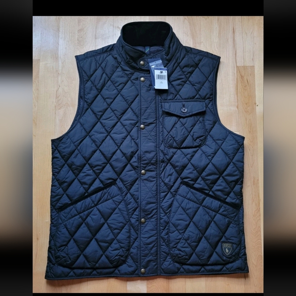Polo Ralph Lauren Men's Black Quilted Lined Vest Small Medium ,Large Xl, XXL New